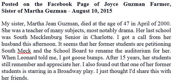Martha Guzmans former students petition to honor her. 