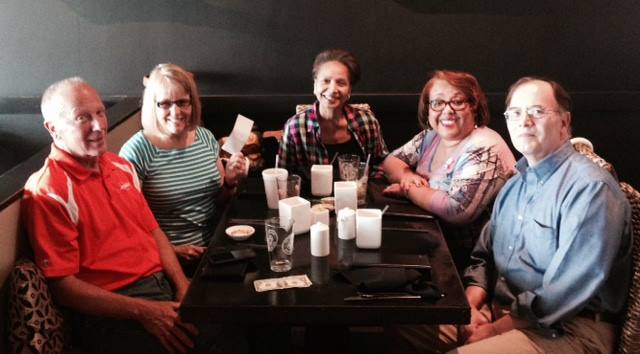 The Triangle Area First Gryphons (name created by Emily Ballance) lunch get together in Raleigh 9.11.15 - 
Reid Homes, Emily Ballance, Christine Harrison, Audrey Kates Bailey and John Low 