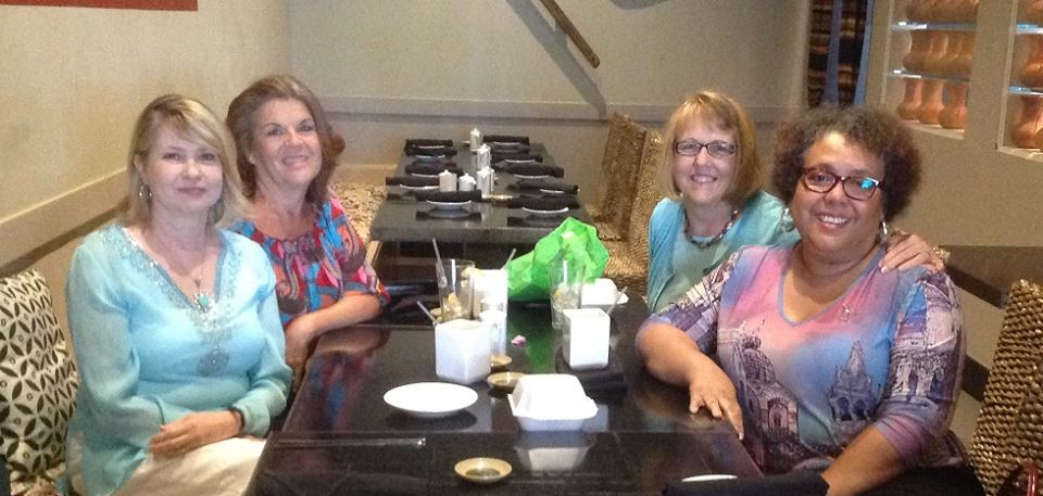 June 2015 Lunch in Raleigh at ShabaShabu - Isla K. Hill Wesner, Leigh White Gautreau, Emily Balance & Audrey Kates Bailey